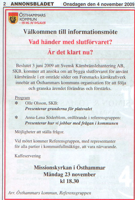 Östhammar, 23 nov. 2009