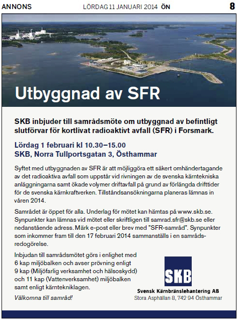 SFR samråd 1 februari 2014, Östhammar